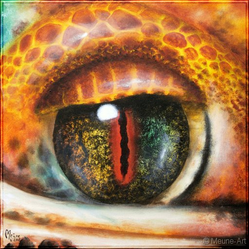 Augenblick eines Madagaskar-Grosskopfgeckos Acryl auf Leinwand;
30 x 30 cm